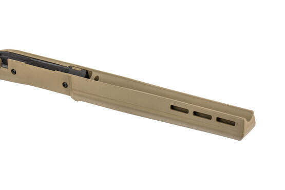 The Magpul Remington 700 Hunter stock Flat Dark Earth offers a free floated barrel set up